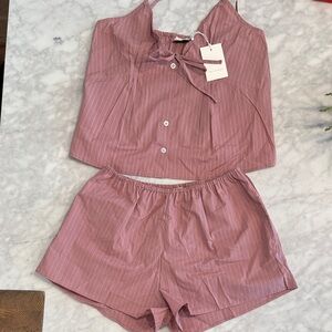 NWT Mauve Placket Short Set